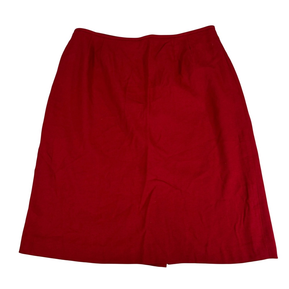 Kasper ASL Petite Red Pencil Skirt Size 16P Lined Back Vent Professional Career